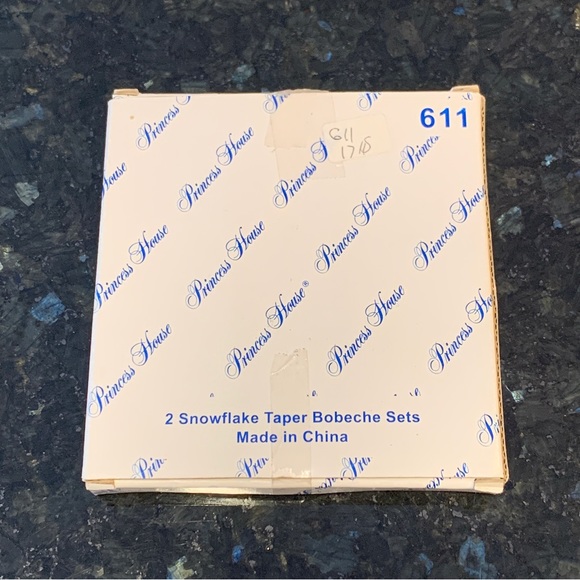 New! Princess House gold snowflake taper bobeche sets decorations candles #611 - Picture 6 of 6